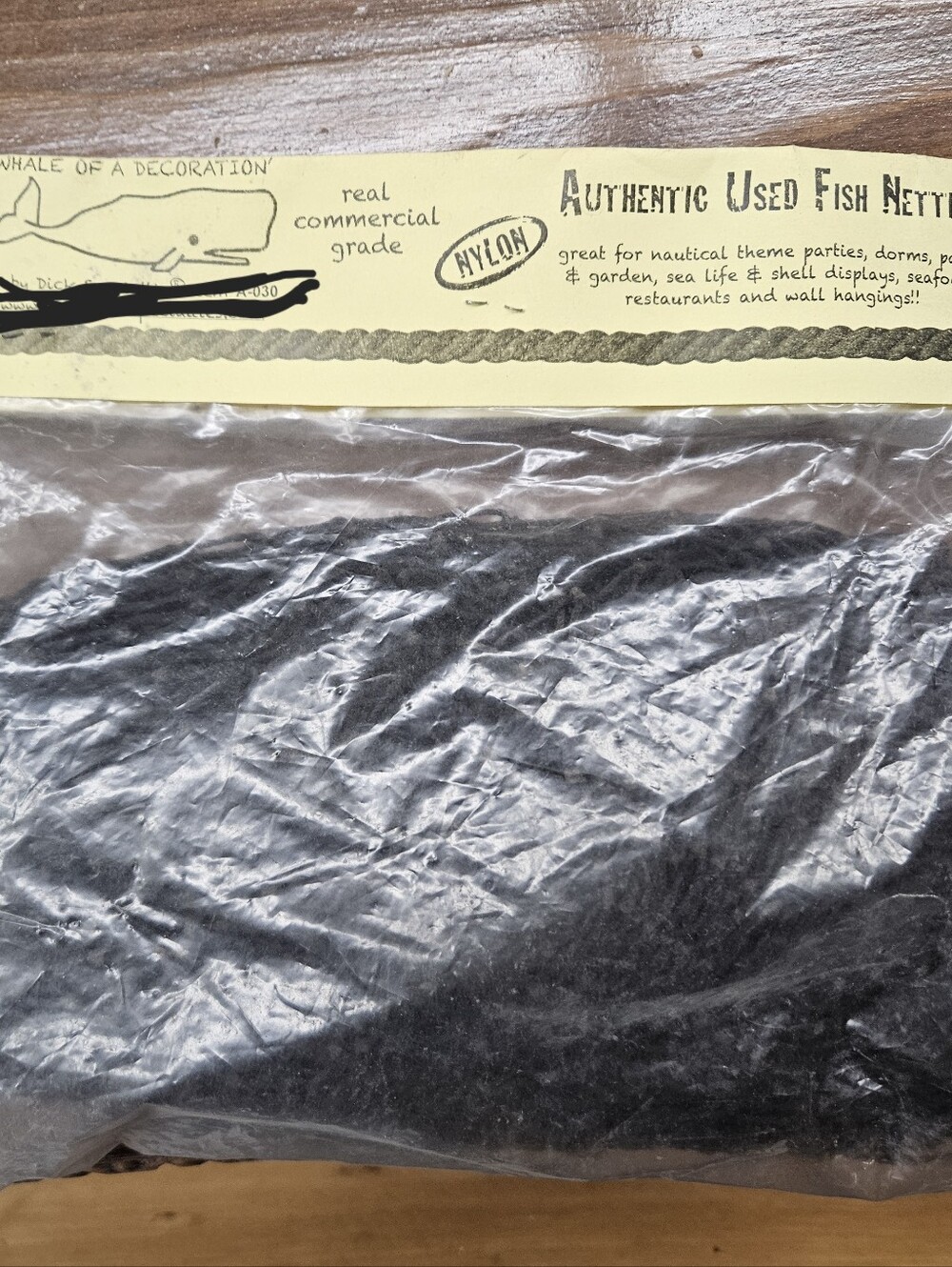 Authentic Used Fish Net - Black Nylon Decorative Netting
